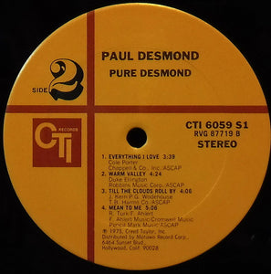 Paul Desmond : Pure Desmond (LP, Album, Gat)