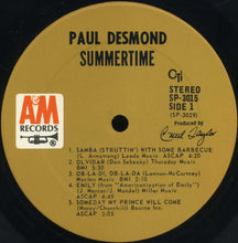 Load image into Gallery viewer, Paul Desmond : Summertime (LP, Album, Gat)
