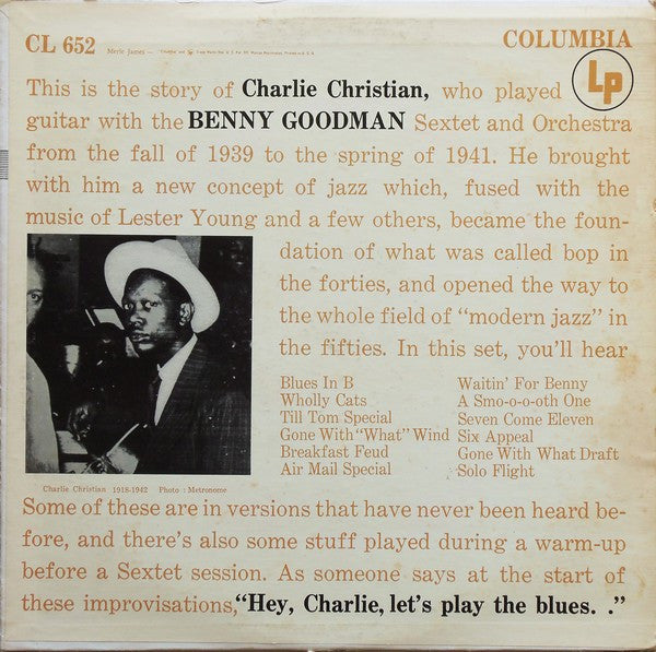 Charlie Christian With The Benny Goodman Sextet* And Orchestra* : With The Benny Goodman Sextet And Orchestra (LP, Comp, Mono, RE)