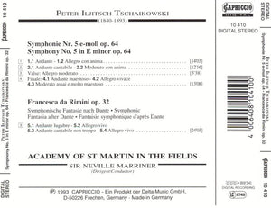 Pyotr Ilyich Tchaikovsky, The Academy Of St. Martin-in-the-Fields , conducted by  Sir Neville Marriner : Symphony No. 5  Op.64 - Francesca Da Rimini  Op. 32 (CD)