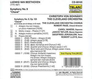 Beethoven*, The Cleveland Orchestra & Chorus*, Christoph von Dohnányi, Carol Vaness, Janice Taylor (2), Siegfried Jerusalem, Robert Lloyd (4) : Symphony No. 9 (CD, Album, RE)