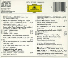 Laden Sie das Bild in den Galerie-Viewer, Albinoni* · Pachelbel* / Bach* · Vivaldi* · Mozart* / Gluck* / Berliner Philharmoniker · Herbert von Karajan : Albinoni: Adagio · Pachelbel: Canon / Bach: Air · Vivaldi: La Notte · Mozart: Serenata Notturna / Gluck: Reigen Seliger Geister = Dance Of The Blessed Spirits (CD, Album, Pol)
