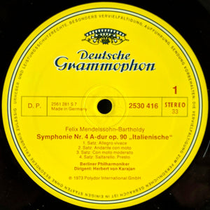 Felix Mendelssohn Bartholdy* — Berliner Philharmoniker · Herbert von Karajan : Symphonien Nr.4 »Italienische« · »Italian« · Nr.5 »Reformation« (LP)