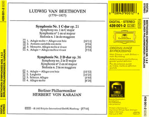 Ludwig van Beethoven, Berliner Philharmoniker, Herbert von Karajan : Symphonien Nos. 1 & 2 (CD, Album, RE, RM, PMD)