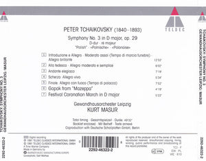 Tchaikovsky* : Gewandhausorchester Leipzig, Kurt Masur : Symphony No.3 "Polish" (CD, Album)