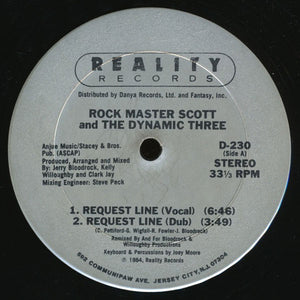 Rock Master Scott And The Dynamic Three : Request Line / The Roof Is On Fire (12")
