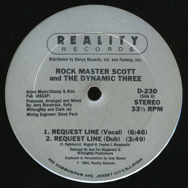 Rock Master Scott And The Dynamic Three : Request Line / The Roof Is On Fire (12