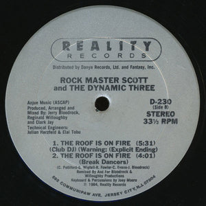 Rock Master Scott And The Dynamic Three : Request Line / The Roof Is On Fire (12")