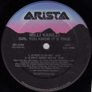 Milli Vanilli : Girl You Know It's True (12", Hau)