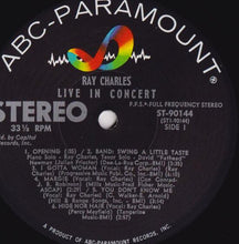 Laden Sie das Bild in den Galerie-Viewer, Ray Charles : Ray Charles Live In Concert (LP, Album, Club, Cap)
