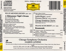 Charger l&#39;image dans la galerie, Mendelssohn* / Schubert* - Judith Blegen • Florence Quivar • Chicago Symphony Chorus • Chicago Symphony Orchestra • James Levine (2) : A Midsummer Night&#39;s Dream = Ein Sommernachtstraum = Songe D&#39;Une Nuit D&#39;Ete / Rosamunde (CD, Album)
