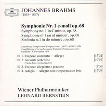 Charger l&#39;image dans la galerie, Brahms*, Wiener Philharmoniker · Leonard Bernstein : Symphonie No. 1 (CD, Album, RE)
