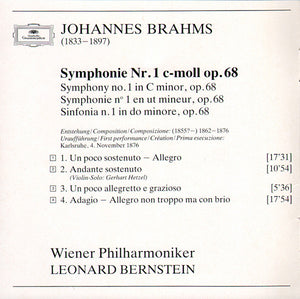 Brahms*, Wiener Philharmoniker · Leonard Bernstein : Symphonie No. 1 (CD, Album, RE)