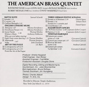 American Brass Quintet : Plays Renaissance, Elizabethan And Baroque Music (CD, Album)