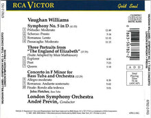 Laden Sie das Bild in den Galerie-Viewer, Vaughan Williams* – John Fletcher (2), André Previn, London Symphony Orchestra : Symphony No. 5 • Three Portraits From &quot;The England Of Elizabeth&quot; • Tuba Concerto (CD, Comp)
