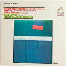 Laden Sie das Bild in den Galerie-Viewer, Richard Rodney Bennett / Arnold Bax / Lennox Berkeley - Igor Buketoff Conducting The Royal Philharmonic Orchestra : Symphony No. 1 / Overture To A Picaresque Comedy / Divertimento (LP, RE, Ind)
