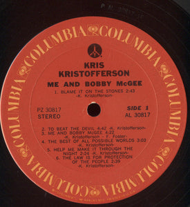 Kris Kristofferson : Me And Bobby McGee (LP, Album, RE, Pit)