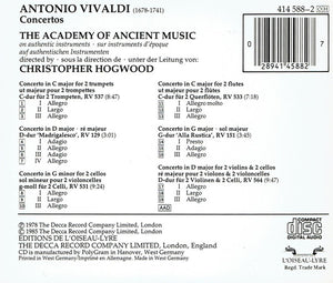 Vivaldi*, The Academy Of Ancient Music, Christopher Hogwood : Concertos (Two Trumpets • Madrigalesco • Two Cellos, Two Flutes • Alla Rustica • Two Violins & Two Cellos) (CD, Album, RE)