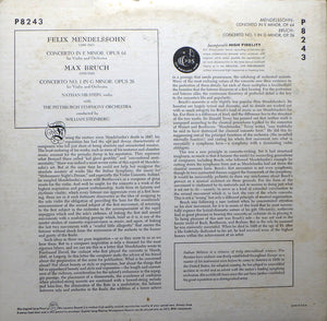 Mendelssohn* - Bruch* - Nathan Milstein, The Pittsburgh Symphony Orchestra*, William Steinberg : Concerto In E Minor Op. 64 / Concerto No.1 In G Minor, Op. 26 (LP, Mono)