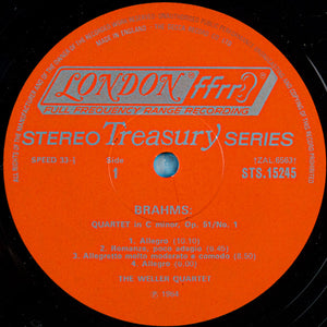 Brahms*, The Weller Quartet* : Quartets No.1 In C And No. 2 In A (LP, Album, RE)