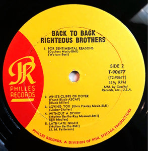 The Righteous Brothers : BACK TO BACK (LP, Mono, Club)