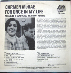 Carmen McRae : For Once In My Life (LP, Album, Mon)