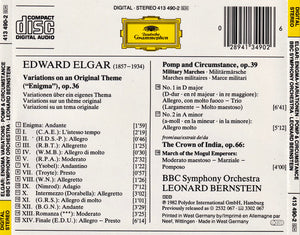 Elgar* - BBC Symphony Orchestra, Leonard Bernstein : Enigma Variations / "Pomp And Circumstance" Marches Nos.1&2 / "The Crown Of India": March (CD, Album, RE)