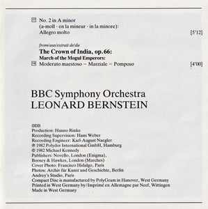 Elgar* - BBC Symphony Orchestra, Leonard Bernstein : Enigma Variations / "Pomp And Circumstance" Marches Nos.1&2 / "The Crown Of India": March (CD, Album, RE)