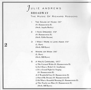 Julie Andrews : Broadway • The Music Of Richard Rodgers (CD, Album, Club)