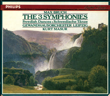 Charger l&#39;image dans la galerie, Max Bruch, Gewandhausorchester Leipzig, Kurt Masur : The 3 Symphonies / Swedish Dances = Schwedische Tänze (2xCD + Box)
