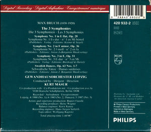 Max Bruch, Gewandhausorchester Leipzig, Kurt Masur : The 3 Symphonies / Swedish Dances = Schwedische Tänze (2xCD + Box)