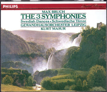 Charger l&#39;image dans la galerie, Max Bruch, Gewandhausorchester Leipzig, Kurt Masur : The 3 Symphonies / Swedish Dances = Schwedische Tänze (2xCD + Box)
