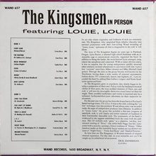 Charger l'image dans la galerie, The Kingsmen : The Kingsmen In Person Featuring Louie, Louie (LP, Album, Mono)
