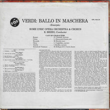 Laden Sie das Bild in den Galerie-Viewer, Verdi*, Bardini*, Discacciati-Gianni*, Cappellino*, Rocchi*, Ciminelli*, Di Bagno*, Carosi*, Rome Lyric Opera Orchestra* &amp; Chorus*, E. Brizio* : Ballo In Maschera (Excerpts) (LP)
