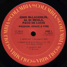 Load image into Gallery viewer, John McLaughlin, Al Di Meola, Paco De Lucía : Passion, Grace &amp; Fire (LP, Album)
