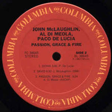 Load image into Gallery viewer, John McLaughlin, Al Di Meola, Paco De Lucía : Passion, Grace &amp; Fire (LP, Album)
