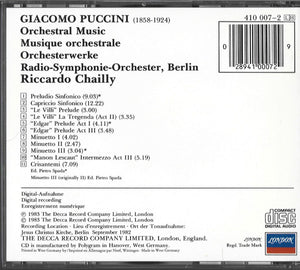 Chailly* • Puccini* - RSO Berlin* : Orchestral Music (CD, Album)