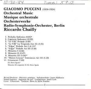 Chailly* • Puccini* - RSO Berlin* : Orchestral Music (CD, Album)