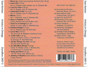 Stan Kenton And His Orchestra : Artistry In Omega (CD, Comp)