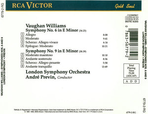 Vaughan Williams*, André Previn, London Symphony Orchestra : Symphonies Nos. 6 And 9 (CD, Comp, RE)