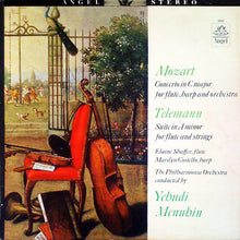 Charger l&#39;image dans la galerie, Yehudi Menuhin, The Philharmonia Orchestra*, Elaine Shaffer, Marilyn Costello, Wolfgang Amadeus Mozart : Mozart: Flute &amp; Harp Concerto / Telemann: Suite For Flute &amp; Strings (LP, RE)
