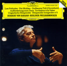 Laden Sie das Bild in den Galerie-Viewer, Herbert Von Karajan, Berliner Philharmoniker : Les Prèludes, Die Moldau, Overtüre &quot;Wilhelm Tell&quot;, Ungarische Rhapsodie Nr. 5, Aufforderung Zum Tanz (CD, RE, RP, PDO)
