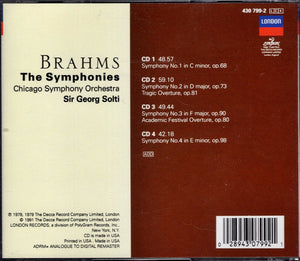 Brahms*, Chicago Symphony Orchestra, Sir Georg Solti* : The Symphonies (4xCD, Comp, RE, RM)