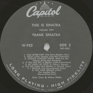 Frank Sinatra : This Is Sinatra Volume Two (LP, Comp, Mono, Scr)