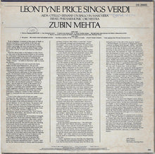 Laden Sie das Bild in den Galerie-Viewer, Leontyne Price, Verdi*, Israel Philharmonic Orchestra, Zubin Mehta : Leontyne Price Sings Verdi (LP, Club)
