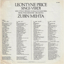 Load image into Gallery viewer, Leontyne Price, Verdi*, Israel Philharmonic Orchestra, Zubin Mehta : Leontyne Price Sings Verdi (LP, Club)
