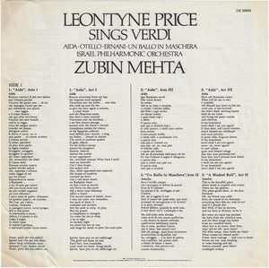 Leontyne Price, Verdi*, Israel Philharmonic Orchestra, Zubin Mehta : Leontyne Price Sings Verdi (LP, Club)