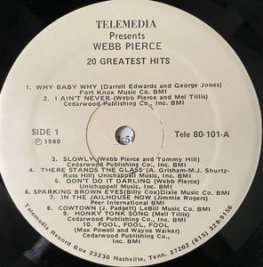 Webb Pierce : Webb Pierce 20 Greatest Hits Collectors Edition (LP, Comp)