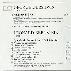 Gershwin*, Leonard Bernstein, Los Angeles Philharmonic Orchestra : Rhapsody In Blue · West Side Story: Symphonic Dances (CD, Album)