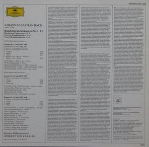 Johann Sebastian Bach, Berliner Philharmoniker, Herbert Von Karajan : Brandenburgische Konzerte 1 • 2 • 3 (LP, Album)